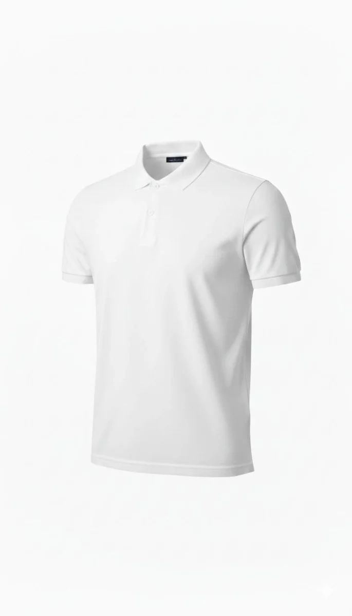 Erkek Pike Kumaş Düğmeli Yaka Regular Fit Günlük Kısa kol Tişört T-shirt - Beyaz