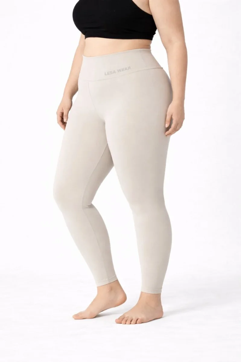 Kadın Yüksek Bel Toparlayıcı Likralı dalgıç Spor Tayt Esnek Battal Büyük Beden - Taş