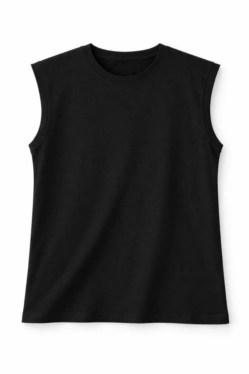 Oversize Kadın Atlet Salaş Kalıp Bisiklet Yaka Basic Yazlık Spor Bluz - Siyah