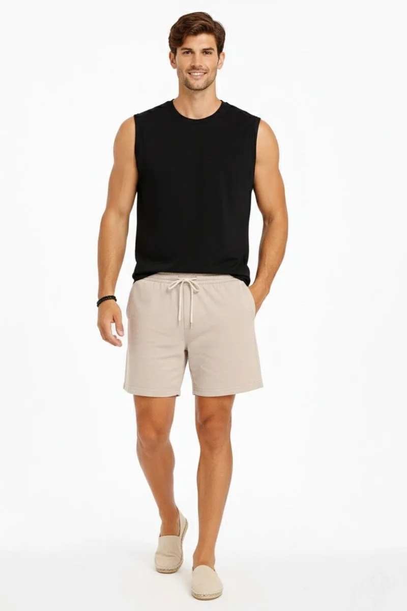 Erkek Sıfır Kolsuz Atlet Bisiklet Yaka Oversize Basic Spor Üst, Günlük ve Fitness Kullanımına Uygun - Siyah