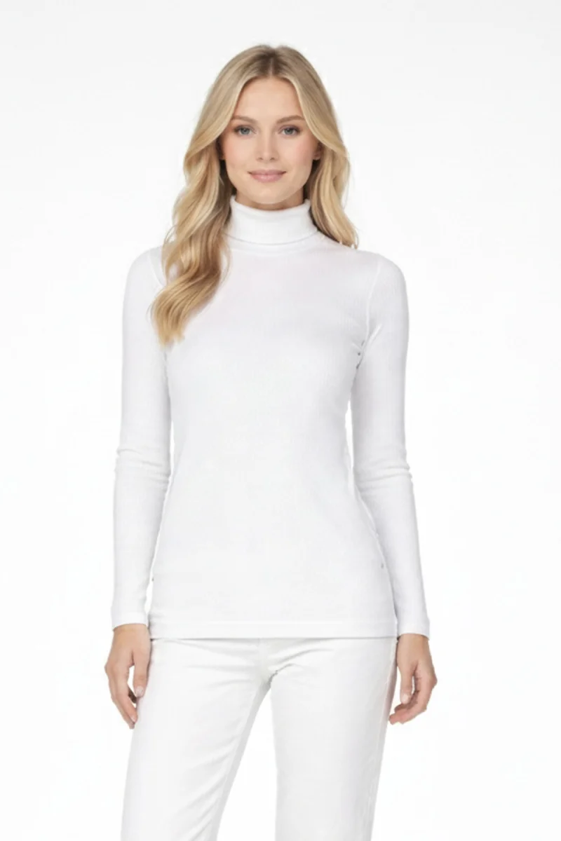 Kadın Balıkçı Yaka Uzun Kollu Fitilli Triko Kazak Slim Fit Şık Günlük Bluz