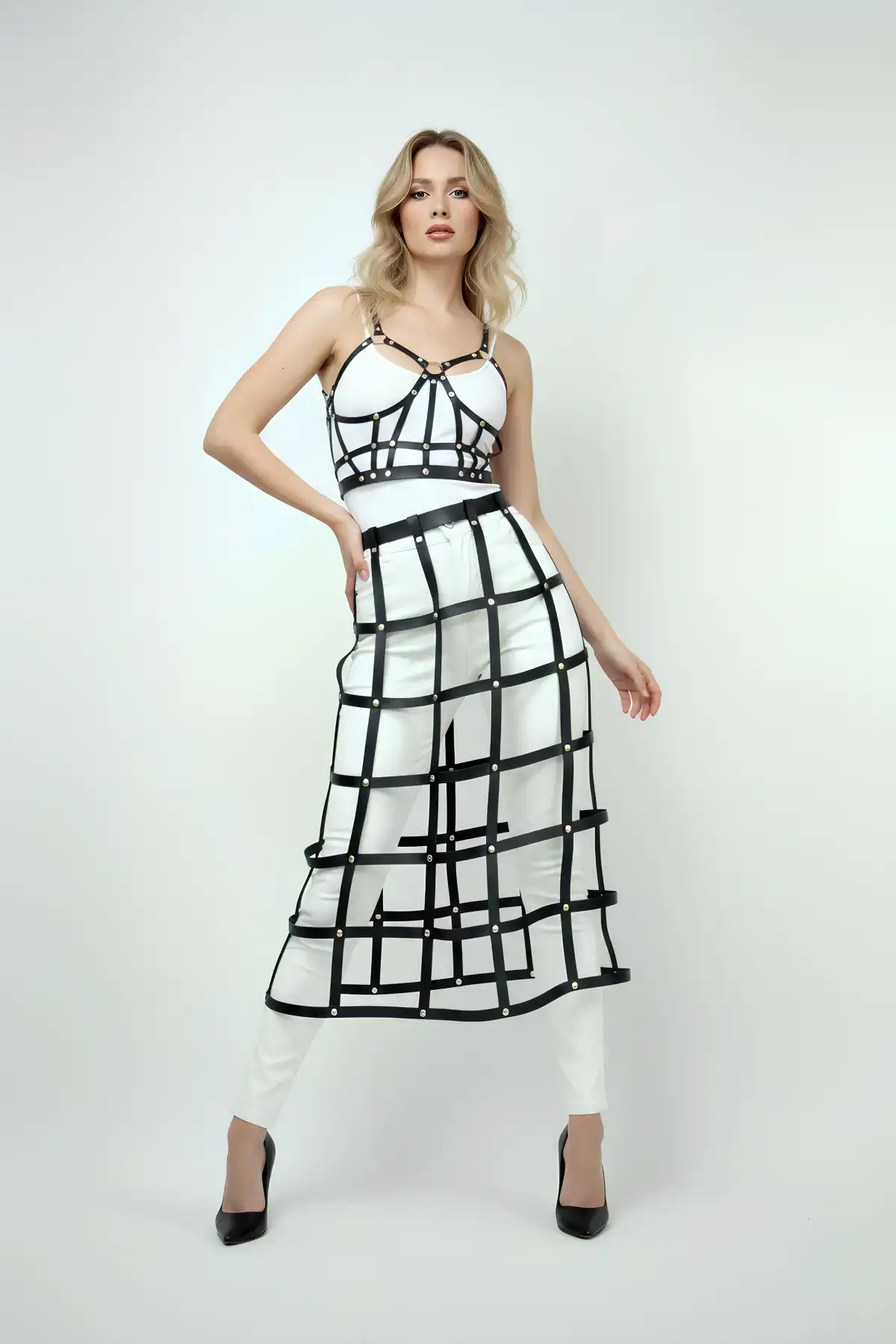 Deri Etek Ve Deri Göğüs Harness Takım, Cosplaywear - Brf1013