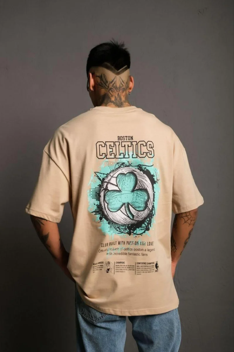 Sırt Baskılı T-shirt - Bej -