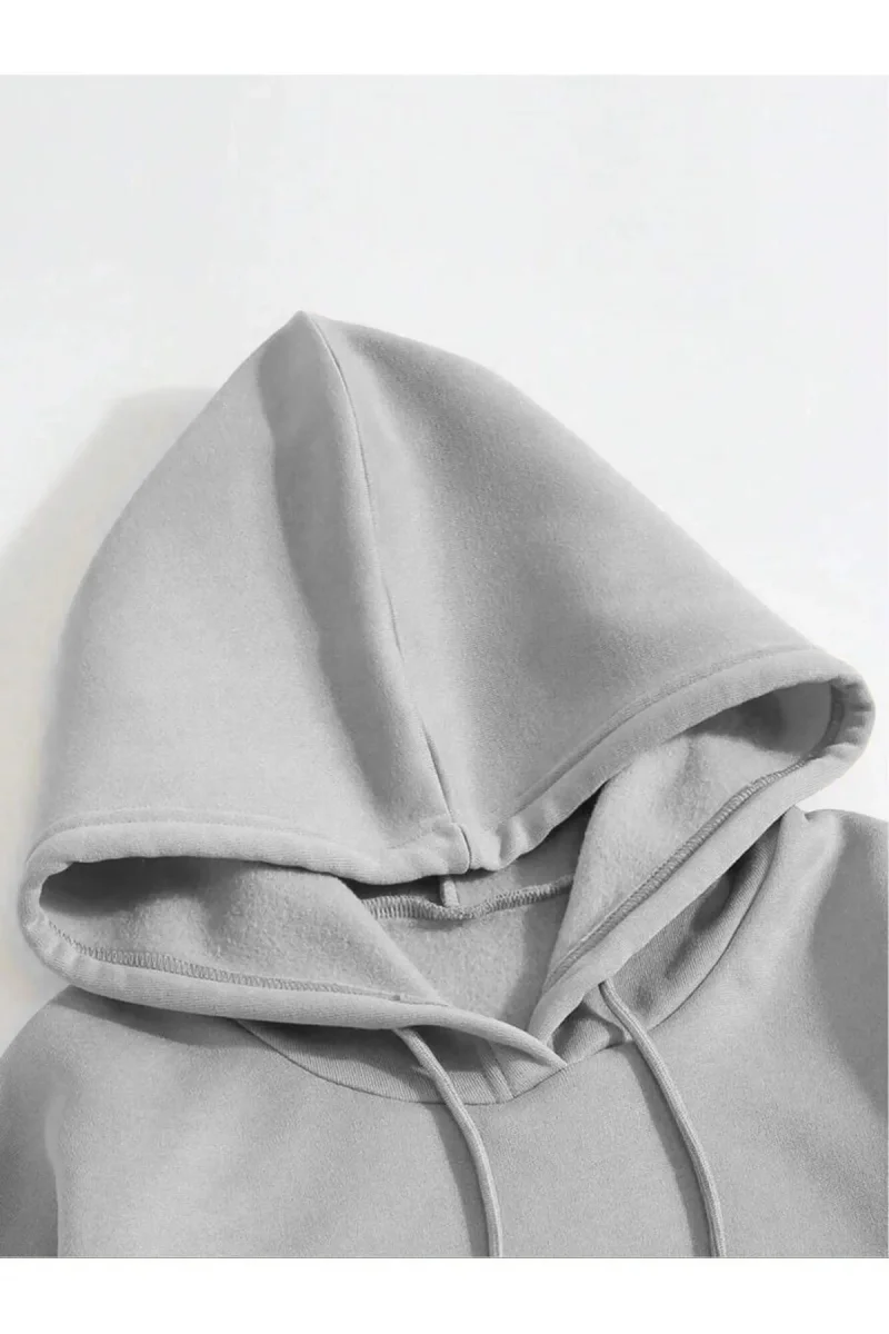 Düz Kapüşonlu Sweat - Boyalı Gri -