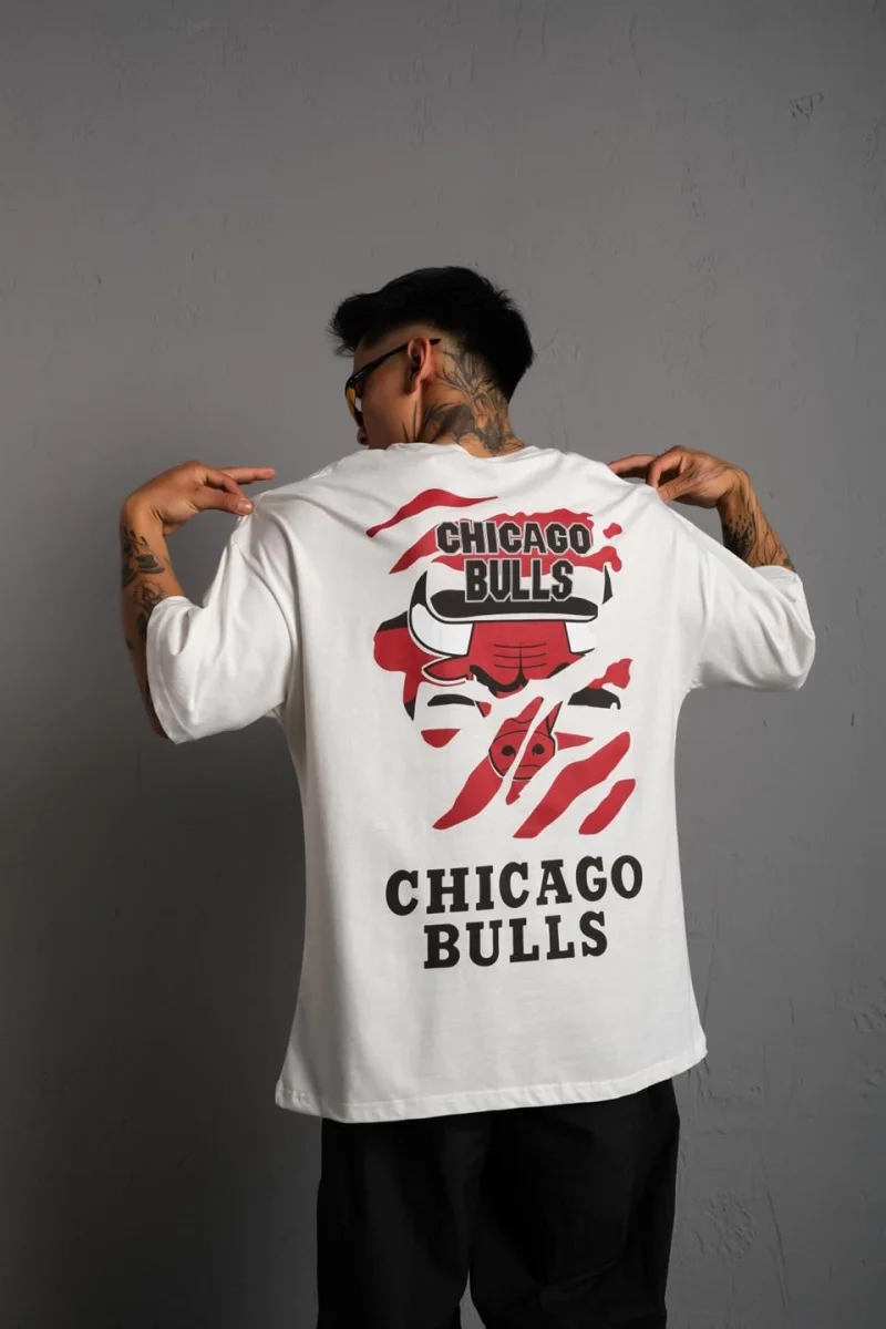 Sırt Baskılı A Kalite Oversize T-shirt - Beyaz -