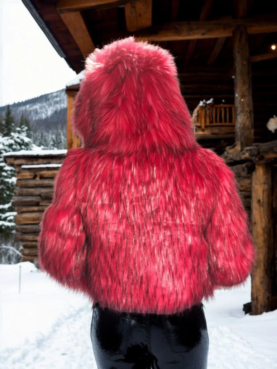 Uzun Kollu Kürk - Bordo -