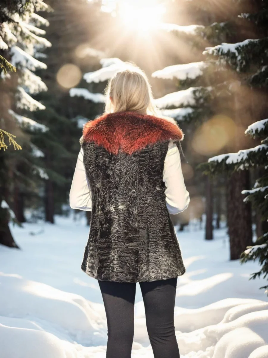 Kolsuz Hakiki Kürk - Siyah -