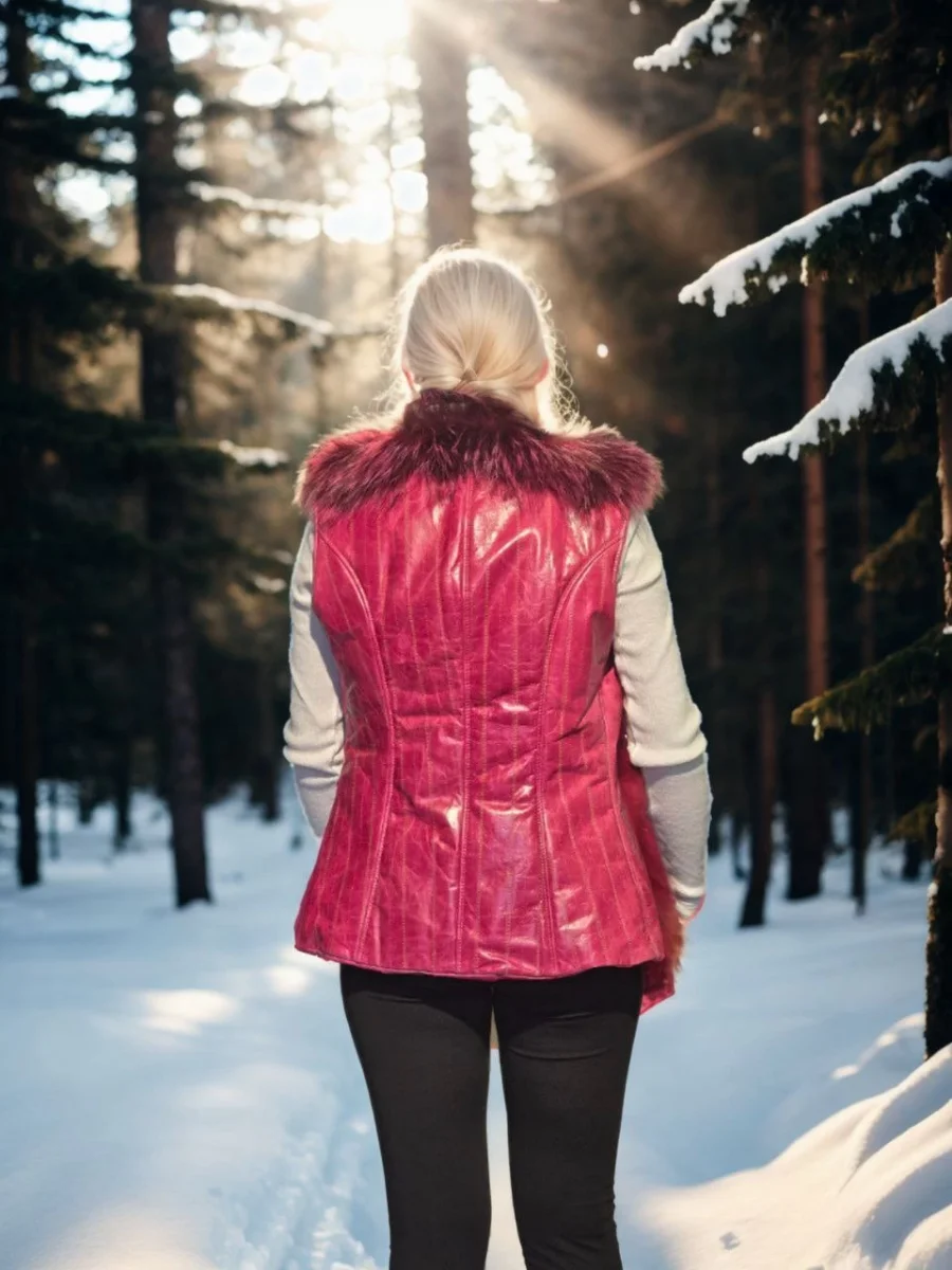 Kolsuz Hakiki Yelek - Fuşya -