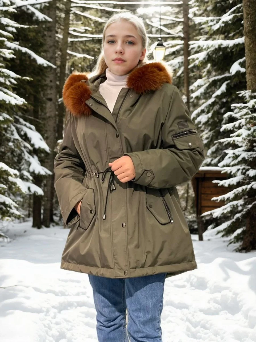 Su Geçirmez Kapüşonlu Mont - Haki -