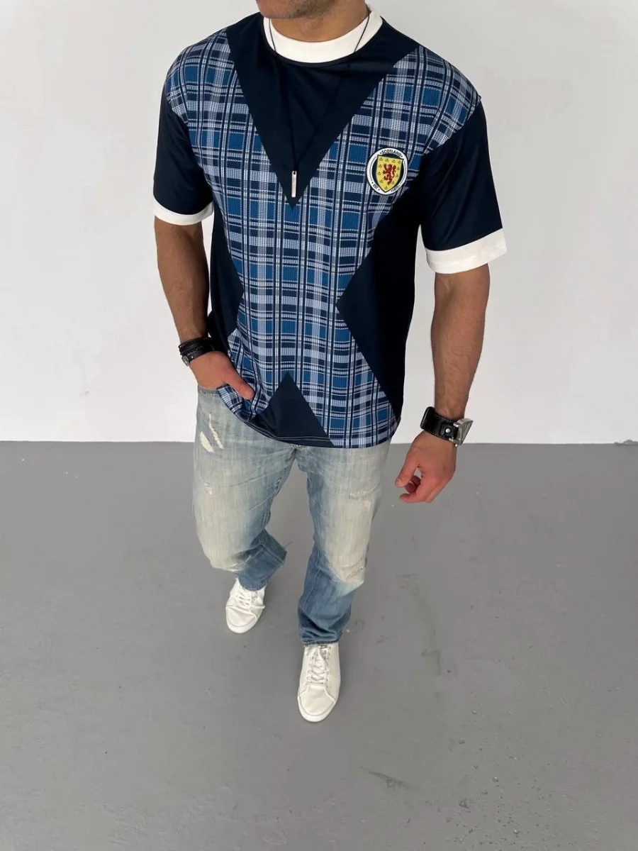 Bisiklet Yaka Baskılı Oversize T-Shirt - Siyah -