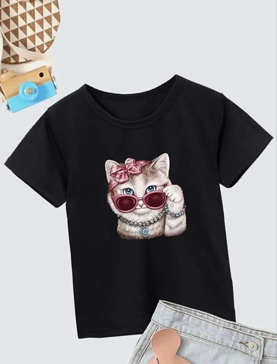 Bisiklet Yaka Baskılı T-Shirt - Siyah -