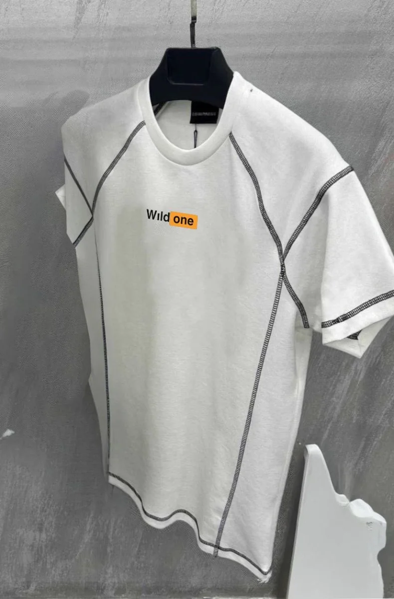 Dikişli Baskılı Oversize T-Shirt - Beyaz -