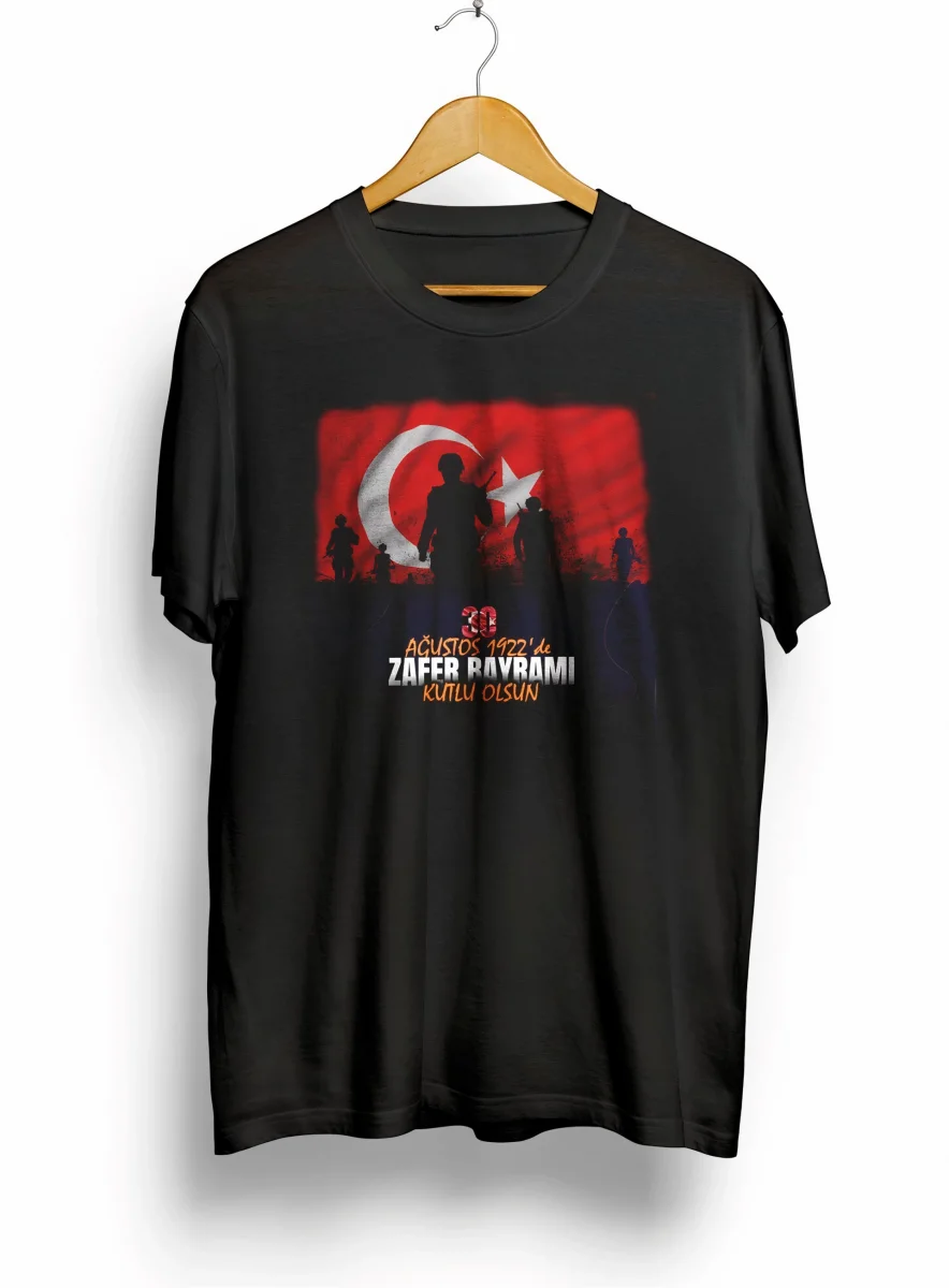 30 Ağustos Atatürk Baskılı T-shirt - Siyah -
