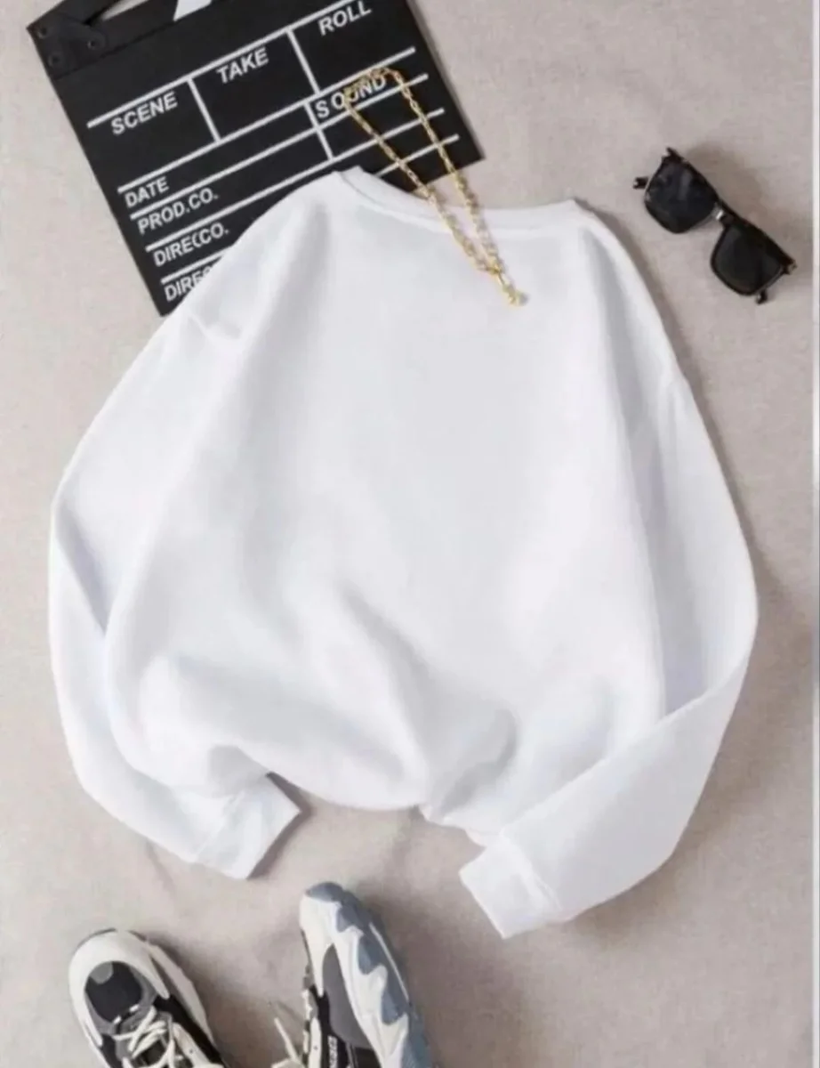 Üç İplik Biskilet Yaka SweatShirt - Beyaz -