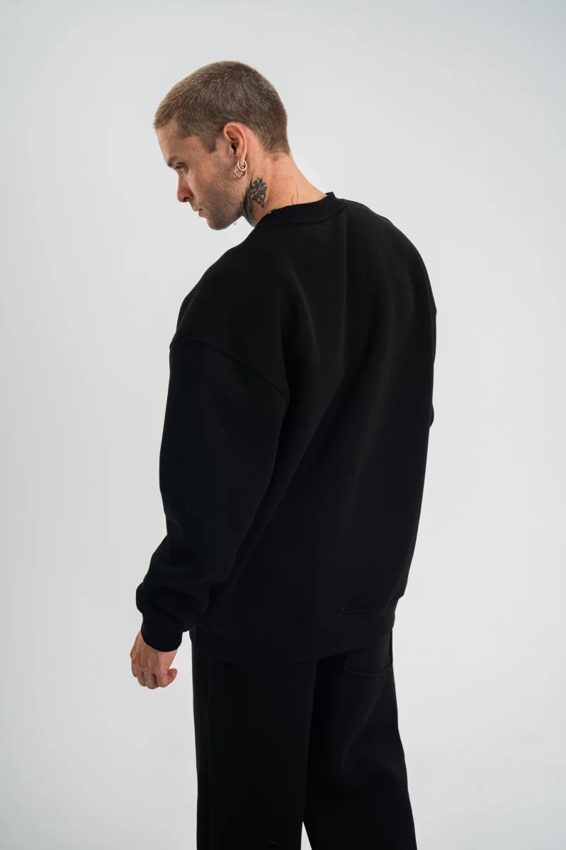 Uzun Kol Bisiklet Yaka Basic SweatShirt - Siyah -