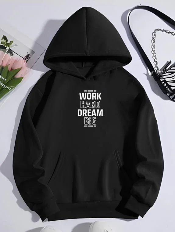 Kışlık Üç İplik Kapüşonlu SweatShirt - Siyah -