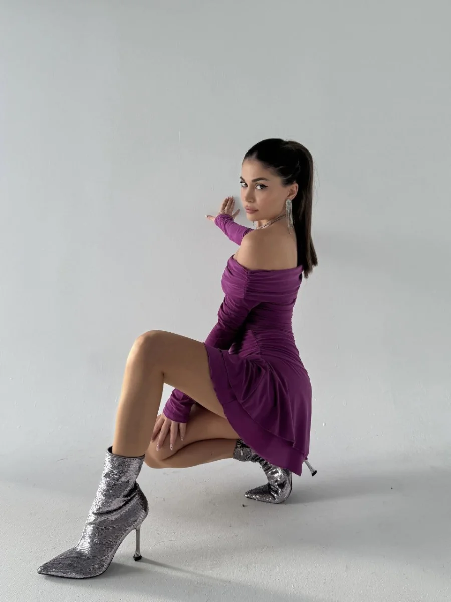 Mını Fırfırlı Elbise - Pembe -