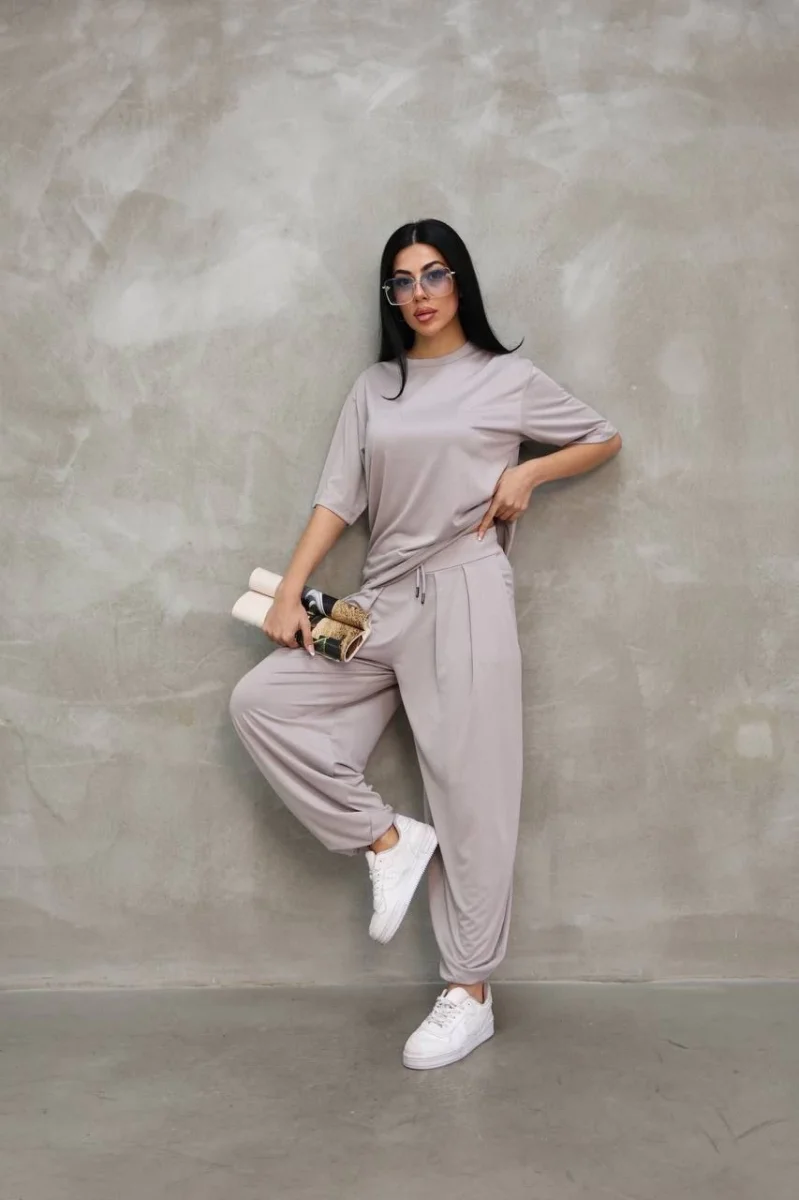 Osy Modal Yumuşak Dokulu Kumaş Eşofman Takımı - Gri -