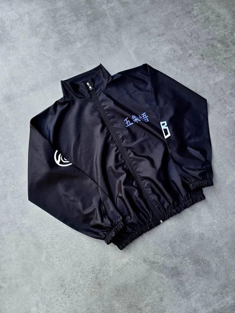 Fermuarlı Dijital Baskılı Rüzgarlık - Siyah -