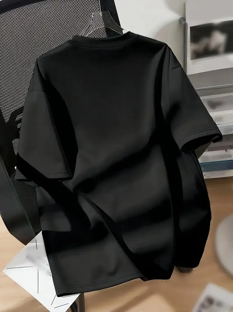 20/1 Penye Compack Spider Baskılı Oversize   Kısa Kol Yazlık T-shirt - Siyah -