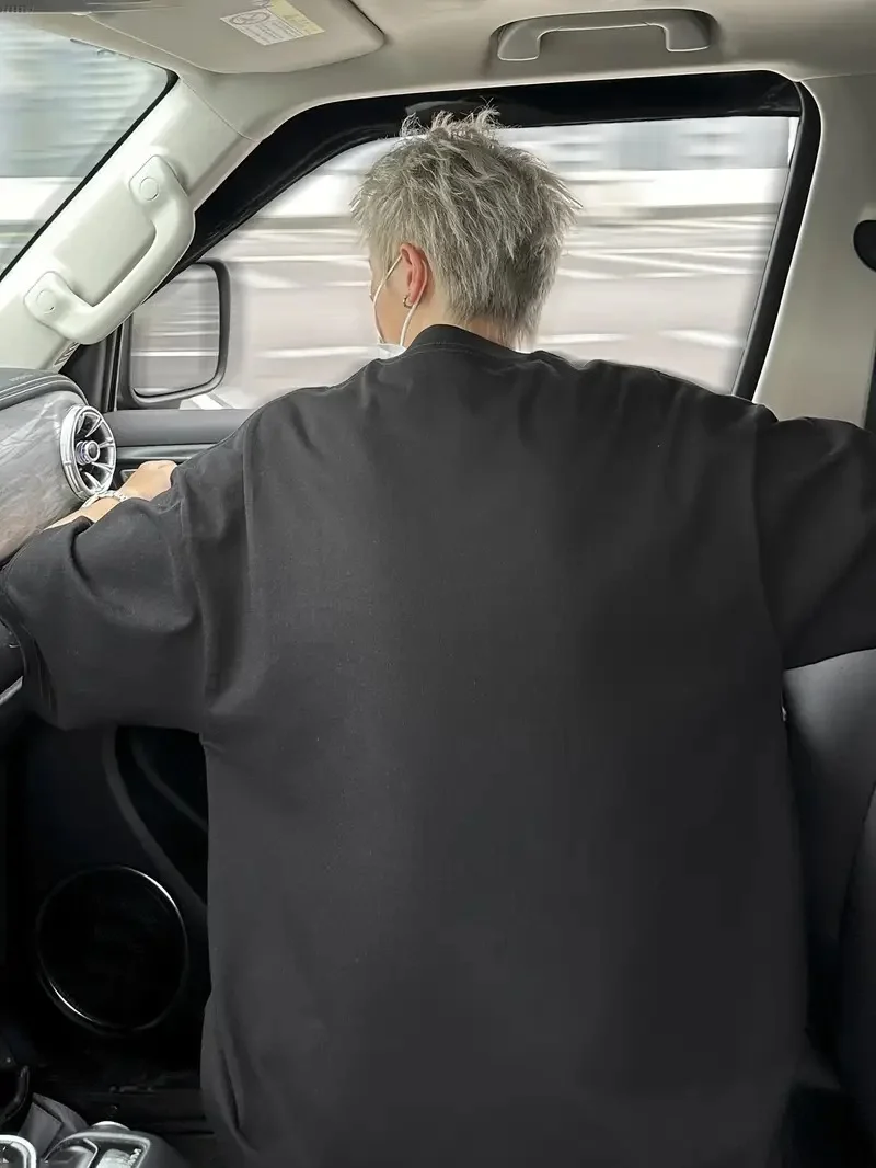 Siyah Tişört Grafik Genç Emo Vintage Gotik Rahat Büyük Beden Kısa Kollu Tişört- Siyah -