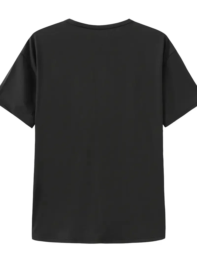 Canlı Harf Baskılı Büyük Boy Oversize Kısa Kollu Tişört - Siyah -