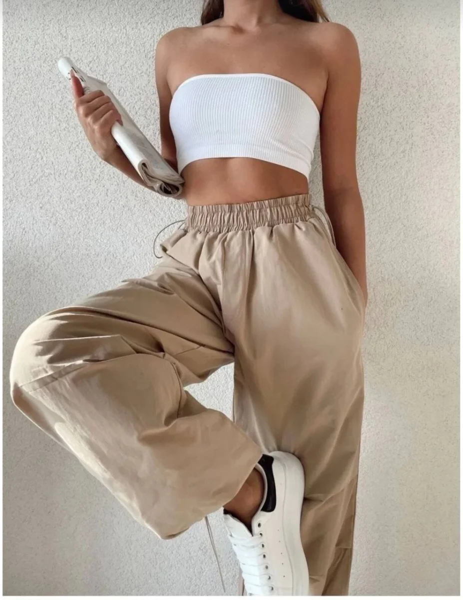 Cepli Paraşut Pantalon - Bej -