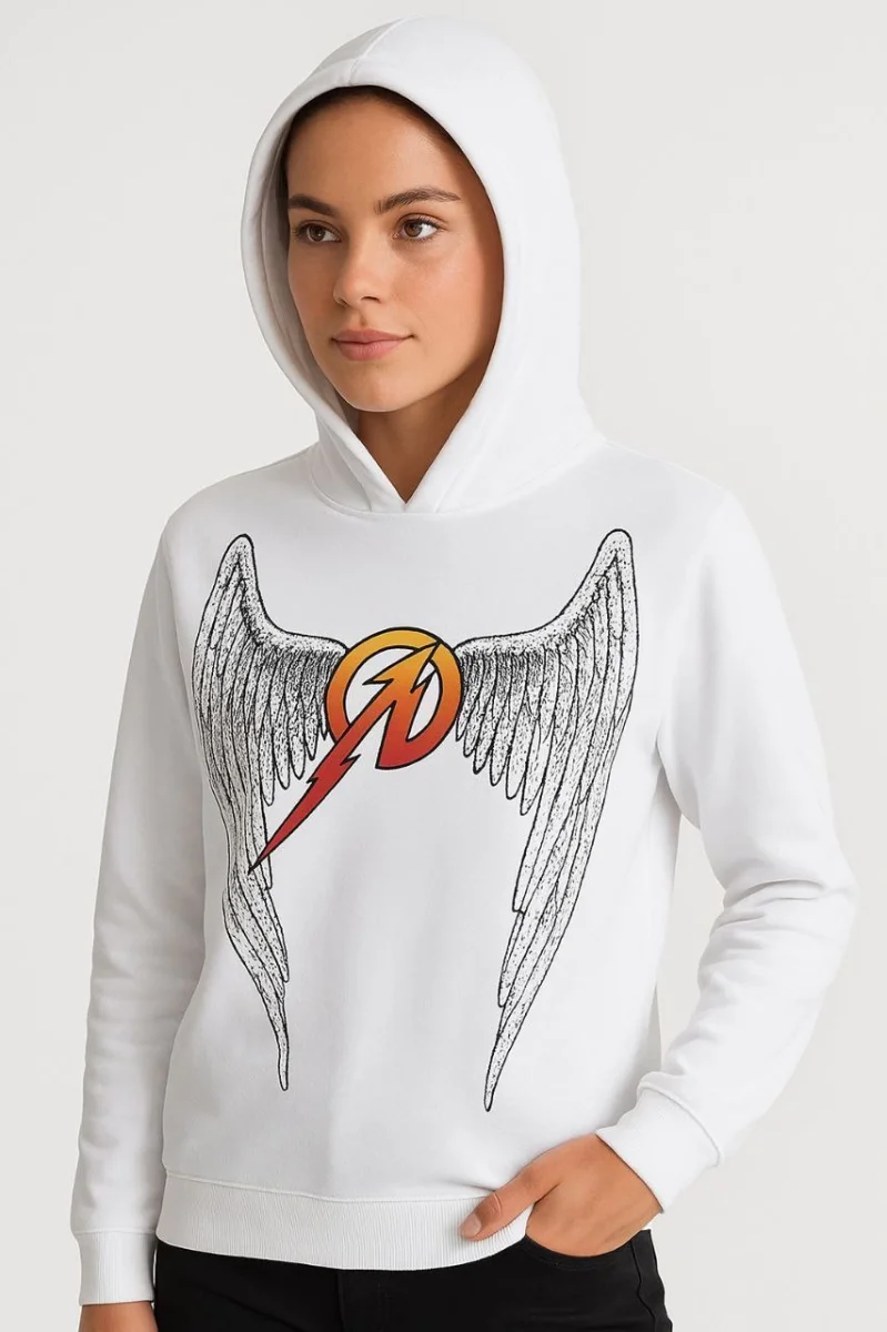 Metallica İki İplik Kapüşonlu Ön ve Arka Baskılı hoodie - Beyaz -