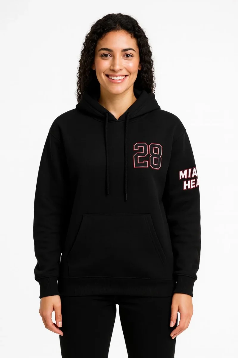 Üç İplik Kapüşonlu Ön ve Arka Baskılı SweatShirt hoodie - Siyah -