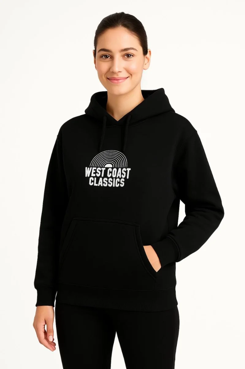Kapşonlu Sweatshirt – Oversize“West Coast Classics” - Siyah -