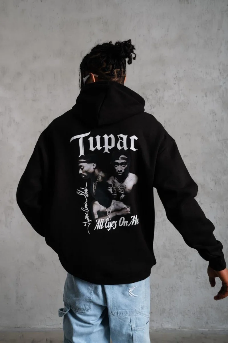 Oversize Kapüşonlu Sweat – Siyah Kol ve Etek Ribana Detaylı -