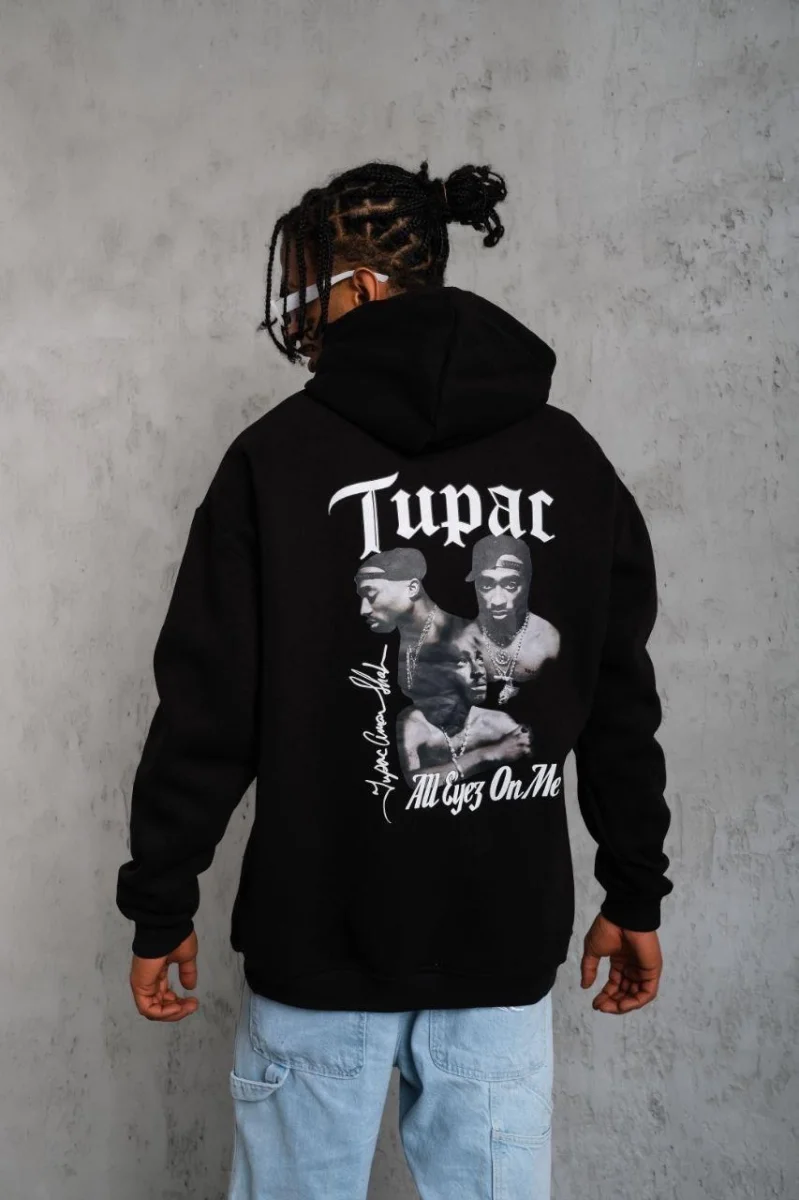 Oversize Kapüşonlu Sweat – Siyah Kol ve Etek Ribana Detaylı -