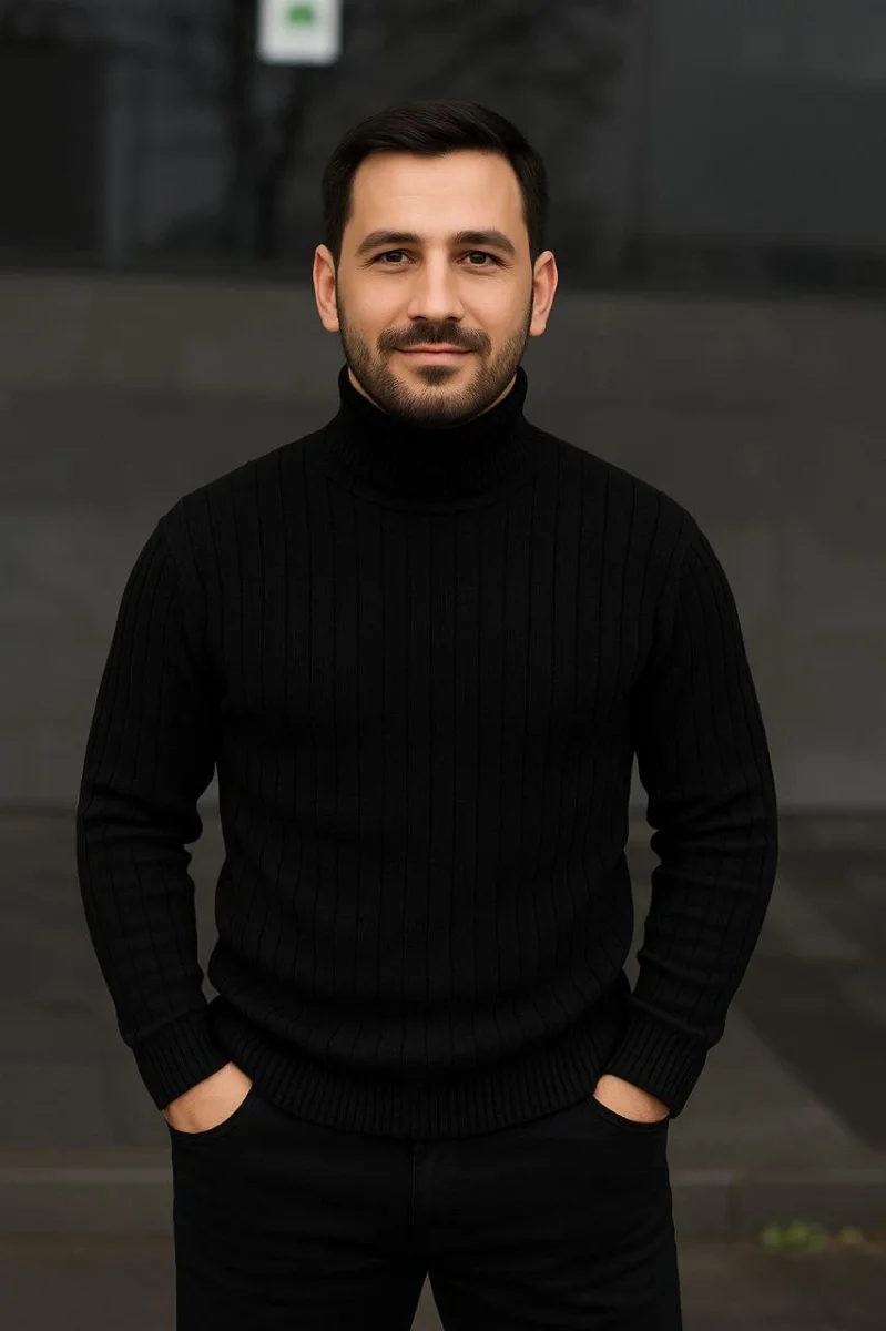 Fitilli Triko Kazak 3'lÜ Set Bej Haki Siyah Regular Balıkcı Yaka Tam Boğazlı Triko Seti Modeli Kazak