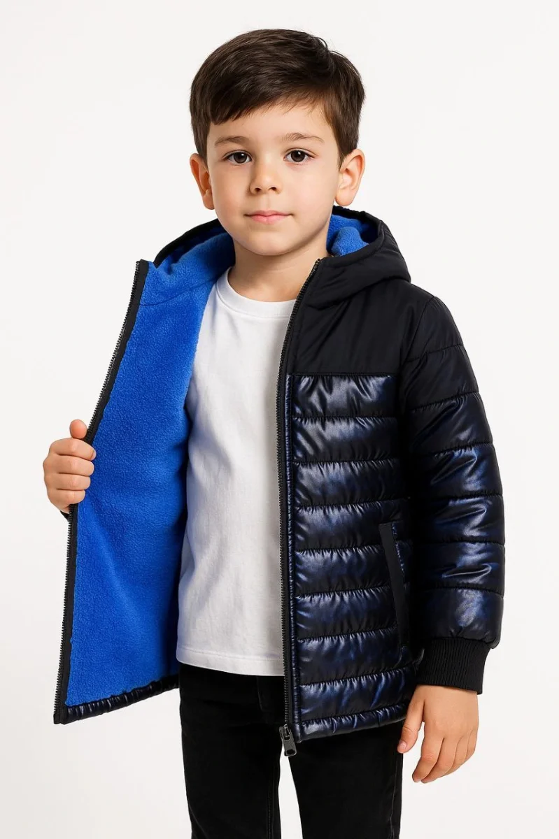 Kamuflaj Desenli Mont İçi Sıcak Tutan Pelüş Astarlı, Kapüşonlu, Fnt - Lacivert