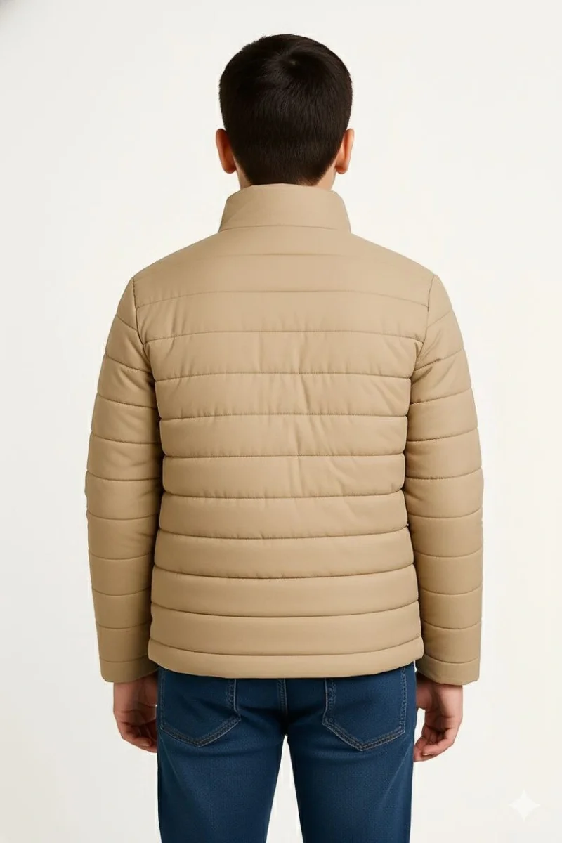 Şişme Mont Hafif ve Sıcak Tutucu Kışlık Fermuarlı Su İtici Rahat Günlük Mont Kapüşonuz  Modern Tasarım - Bej