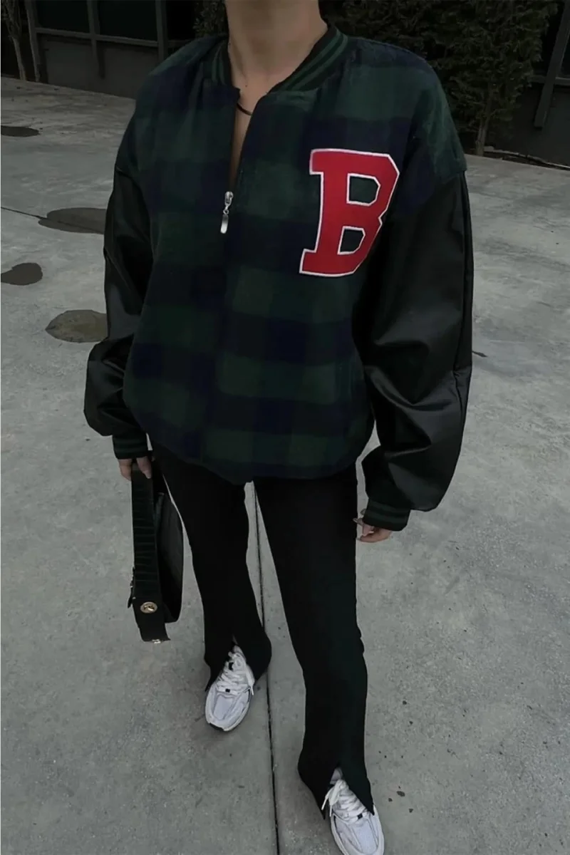 Pötikare Desen Nakışlı Kolej Ceket - Haki