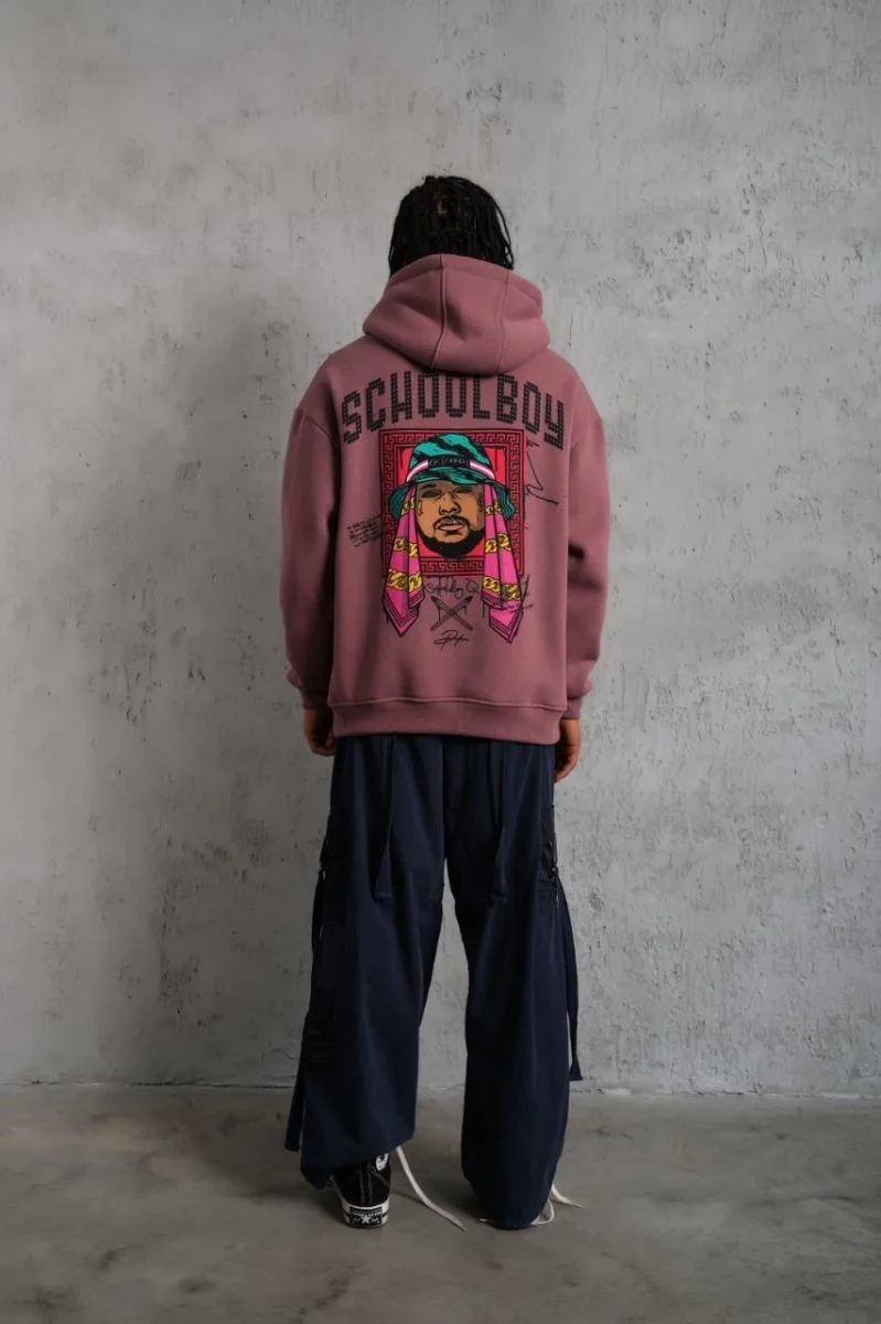 SCHOOL BOY Baskılı Kapüşonlu Sweat - Gül Kurusu