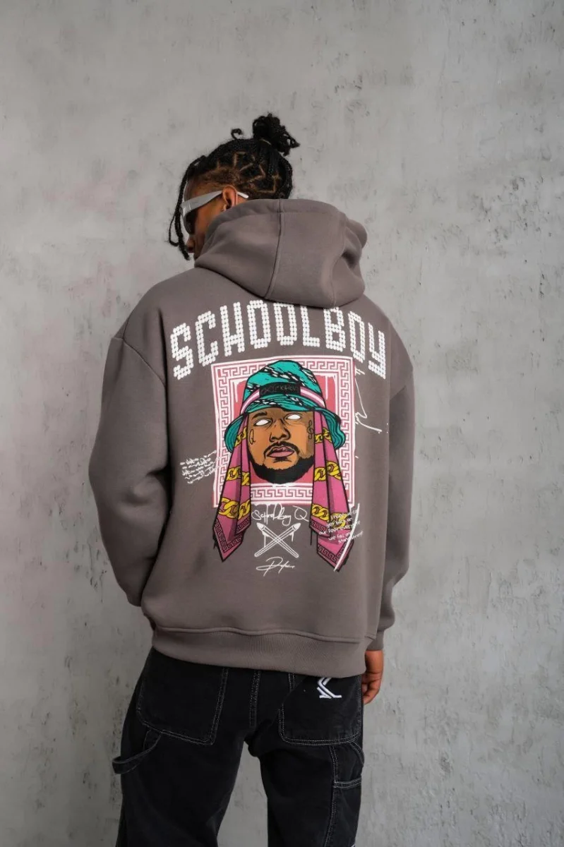 SCHOOL BOY Baskılı Kapüşonlu Sweat - Gri