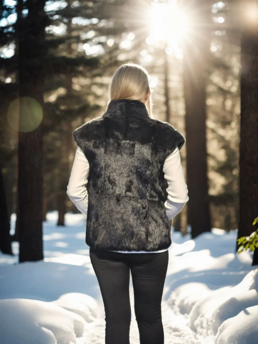 Kolsuz Hakiki Kürk - Siyah