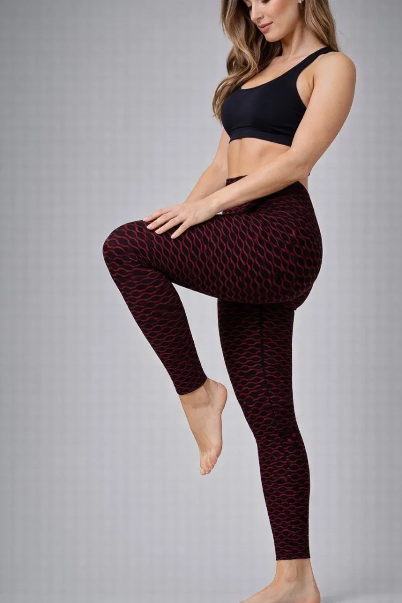 Kadın Yüksek Bel Toparlayıcı Likralı Büzgülü Tayt - Kırmızı