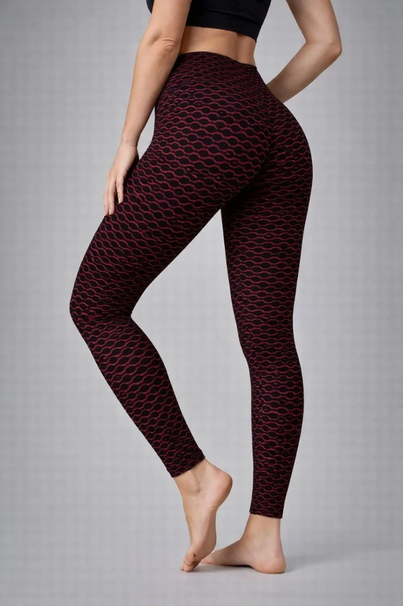 Kadın Yüksek Bel Toparlayıcı Likralı Büzgülü Tayt - Kırmızı