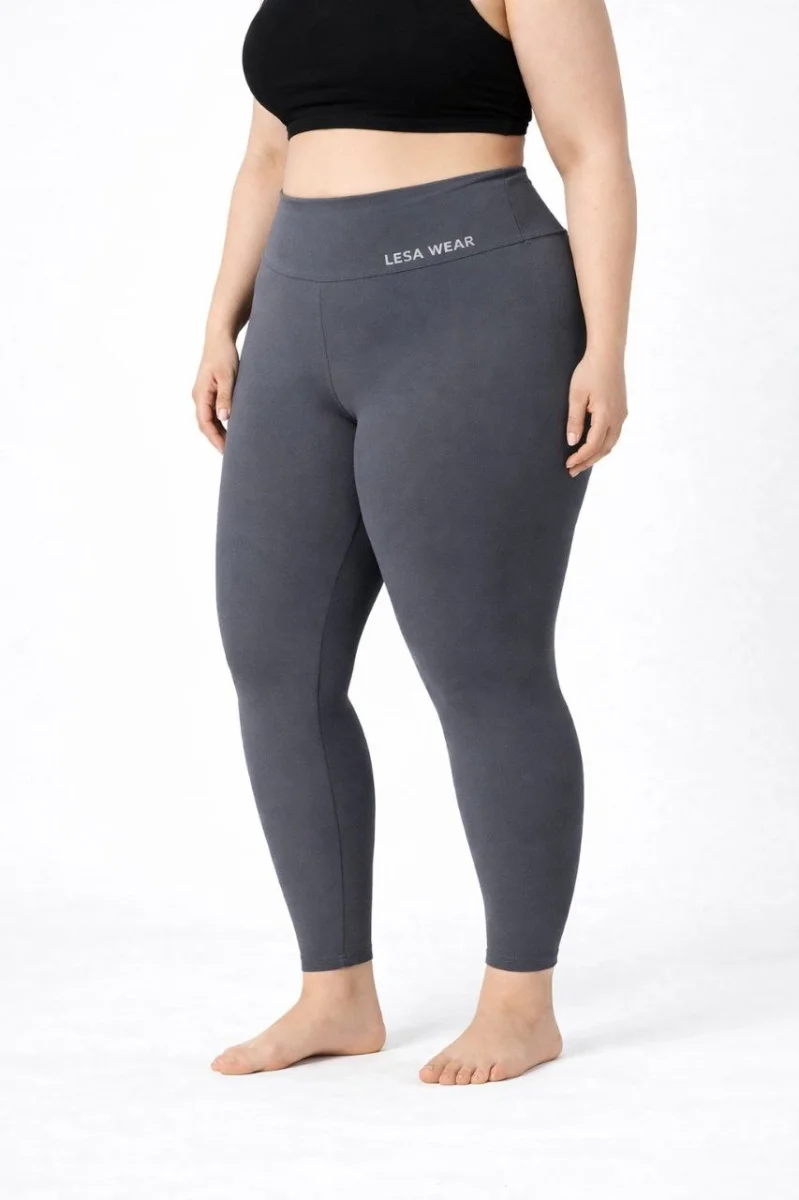 Kadın Yüksek Bel Toparlayıcı Likralı dalgıç Spor Tayt Esnek Battal Büyük Beden - Füme