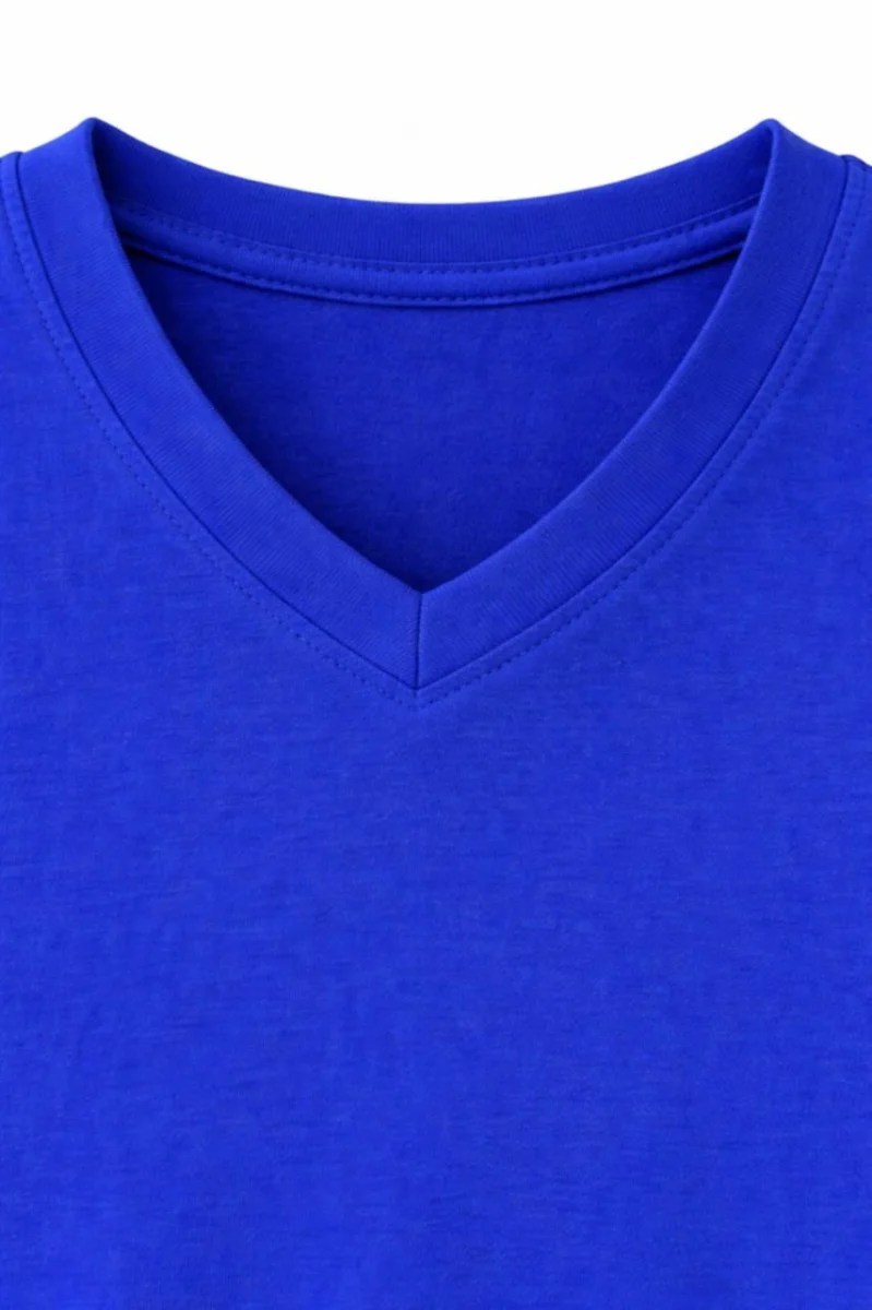 Genç Erkek Çocuk V Yaka Tişört Yazlık Model Günlük Basic Body - Saks Mavisi