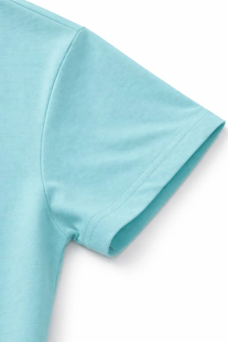 Genç Erkek Çocuk V Yaka Tişört Yazlık Model Günlük Basic Body - Turkuvaz