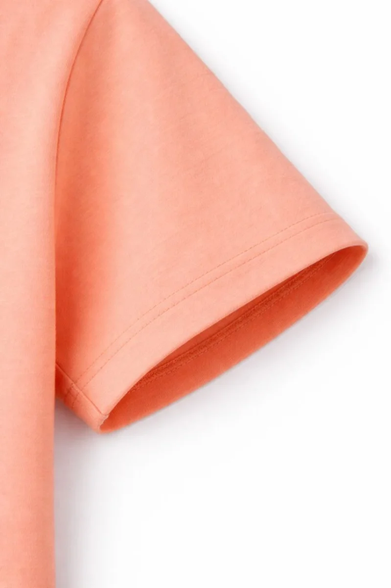 Genç Kız Çocuk V Yaka Tişört Yazlık Model Günlük Basic Body - Toz Pembe