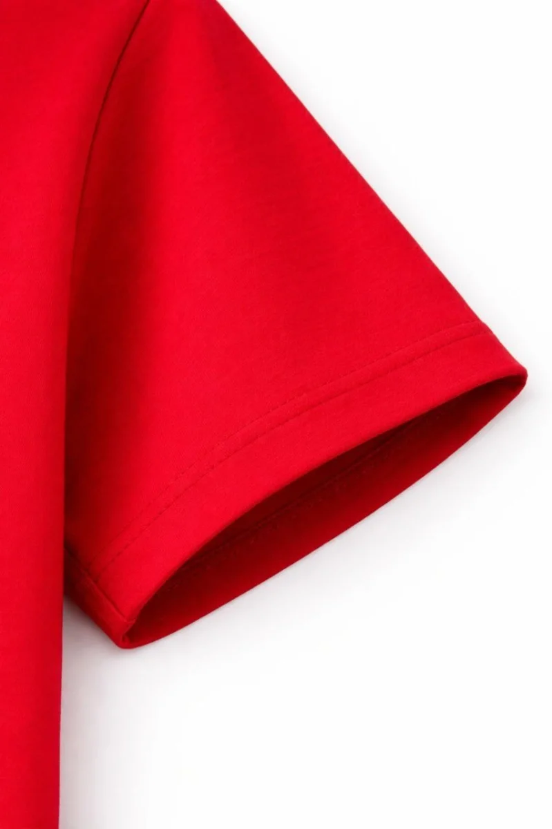 Genç Kız Çocuk V Yaka Tişört Yazlık Model Günlük Basic Body - Kırmızı