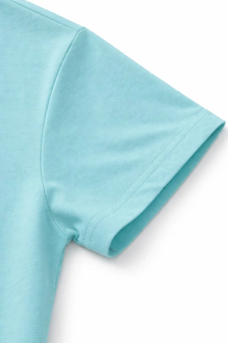 Genç Kız Çocuk V Yaka Tişört Yazlık Model Günlük Basic Body - Turkuvaz