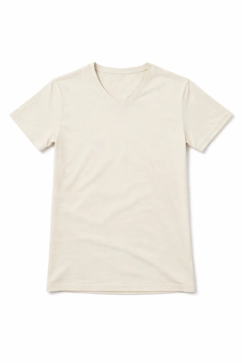 Genç Kız Çocuk V Yaka Tişört Yazlık Model Günlük Basic Body - Taş