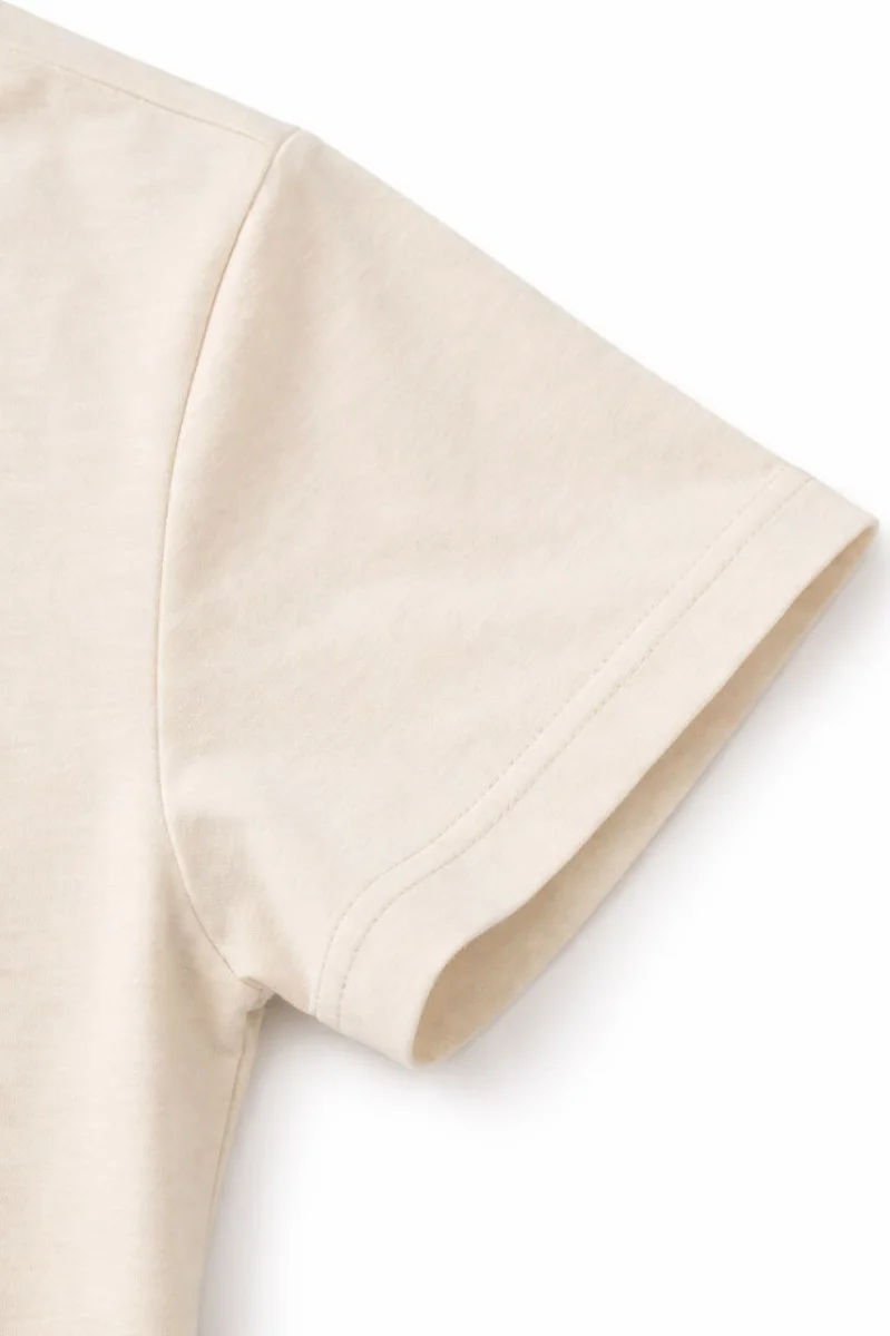 Genç Kız Çocuk V Yaka Tişört Yazlık Model Günlük Basic Body - Taş