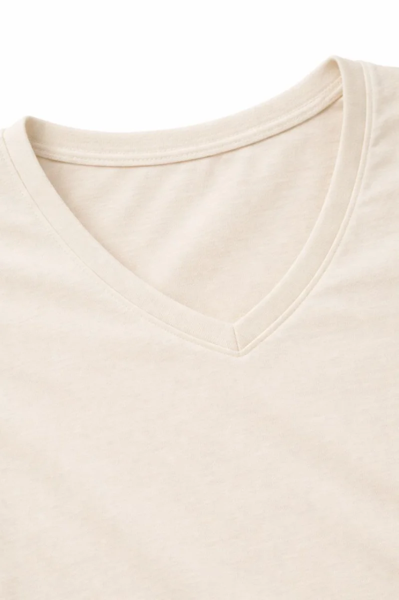 Genç Kız Çocuk V Yaka Tişört Yazlık Model Günlük Basic Body - Taş